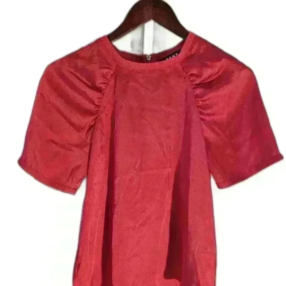 DKNY Stylish Red Puff Sleeve Top